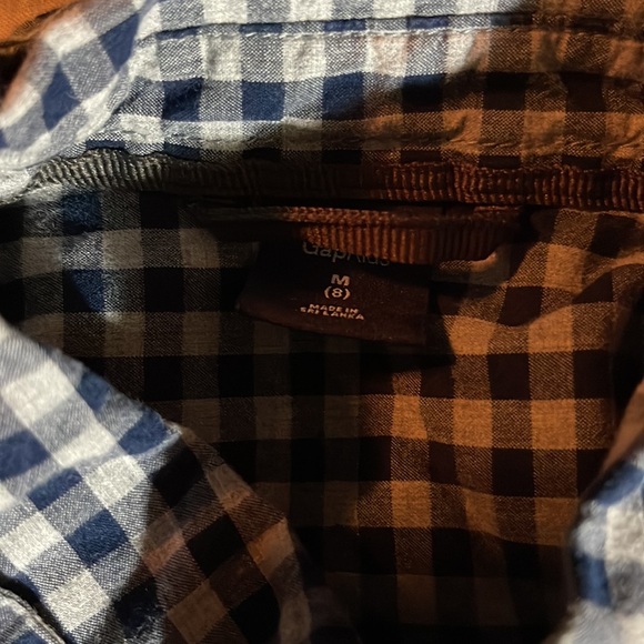 GAP kids size 8 Navy and gray check button down shirt - Picture 3 of 3